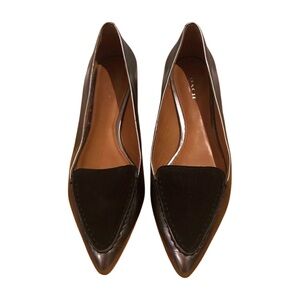 COACH Silver and Black Pointed Flats